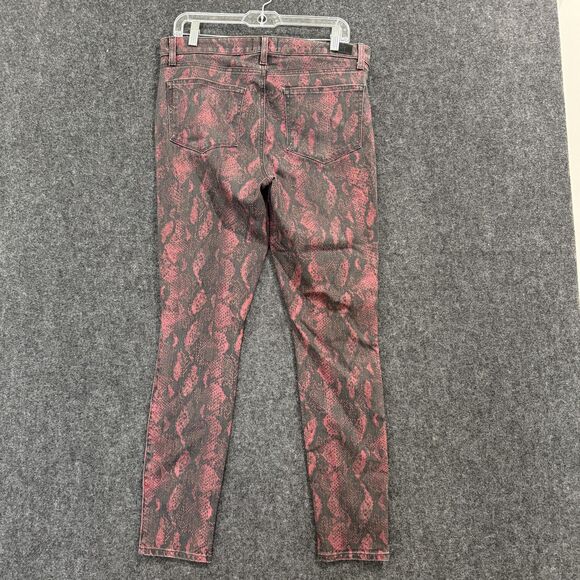 Paige Jeans Women's 31 Red Black Snakeskin Print Hoxton Ultra Skinny Pants USA - Picture 8 of 9